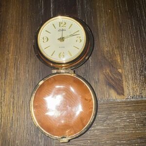 Linden Travel Alarm Clock brown Case Untested  made in Japan vtg rare tested